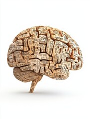 Aufkleber - Words and phrases are meticulously crafted to resemble a human brain, providing a creative backdrop for text placement or ideas. Generative AI