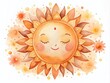 © Four888 - Charming Watercolor Sun Illustration in Muted Neutral Tones, Boho Style, Hand-Drawn Minimalistic Art for Cozy Home Decor and Aesthetic Backgrounds