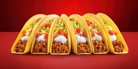 Wall Mural - Mexican tacos  natural food detailed presentation cen