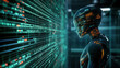 © Worakit - humanoid robot analyzing data streams with futuristic digital interface
