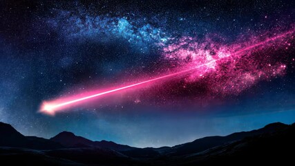 Wall Mural - bright meteor entering atmosphere above mountains