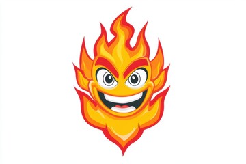 Wall Mural - A cartoonish flame character with a mischievous grin and expressive eyes.