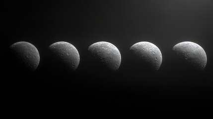 Wall Mural - Phases of the moon captured in a stunning monochrome display