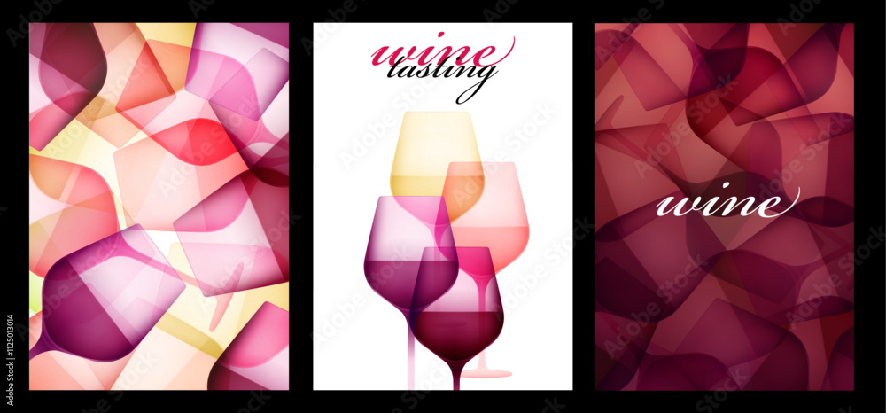 Background illustrations of wine glasses with soft gradients of wine ...