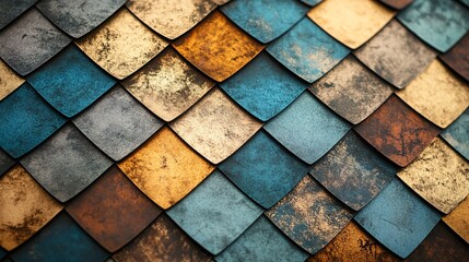 Poster - Colorful metallic scales creating textured background