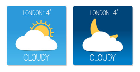 Wall Mural - Weather forecast showing cloudy conditions with sun and moon icons in London
