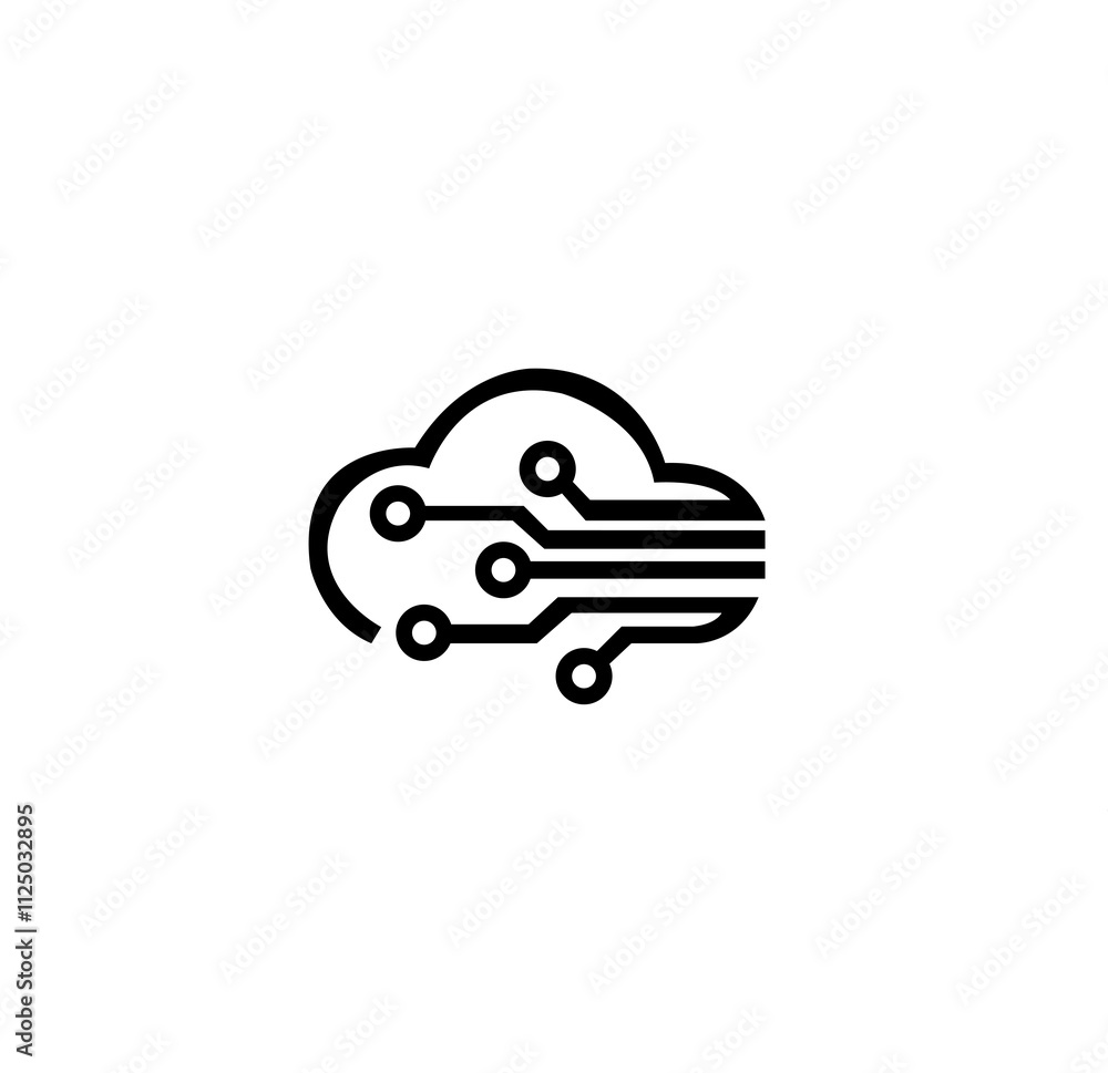Cloud icon circuit board vector logo template design Stock Photo ...