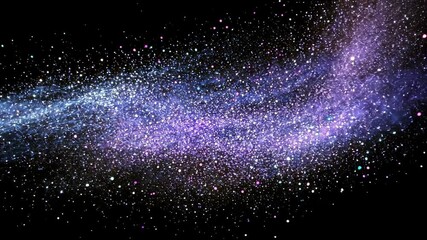 Wall Mural - Blue and purple particles flowing on black background