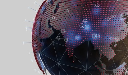 Technology globe, modern communication, global connection background, 3D illustration