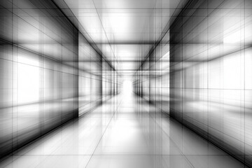 Wall Mural - Abstract 3D black and white corridor with gradient light wallpaper. Illusion of depth