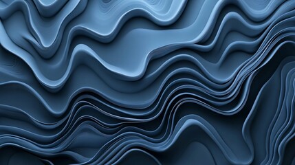 Aufkleber - Flowing abstract waves creating dynamic blue pattern