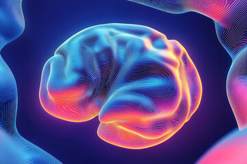 Poster - a brain scan with a blue background