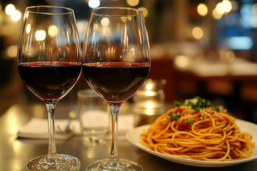 Canvas Print - Red Wine And Pasta