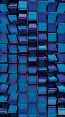 Leinwandbilder - Abstract Metallic Blue Grid with Reflective Surfaces