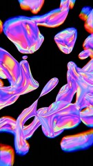 Poster - Abstract Fluid Shapes with Iridescent Rainbow Colors