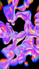 Poster - Abstract Fluid Shapes with Iridescent Rainbow Colors