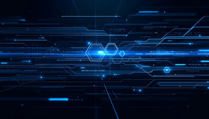 Abstract Futuristic Digital Technology Background Network Data Flow Interface Design