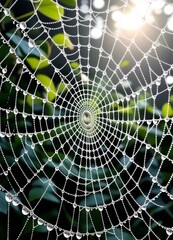 Dew Covered Spiderweb Nature s Intricate Design Macro Photography