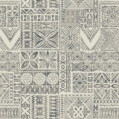 Wall Mural - polynesian hawaiian style tribal tapa elements fabric patchwork abstract vector seamless pattern for