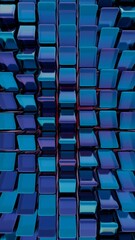 Leinwandbilder - Abstract Metallic Blue Grid with Reflective Surfaces