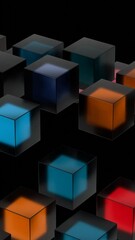 Poster - Abstract Colorful Cubes in a Geometric Pattern