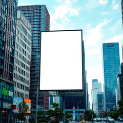 Wall Mural - Outdoor billboard advertisement mockup background of buildings in big cities : generative ai banner mockup advertising blank business display template