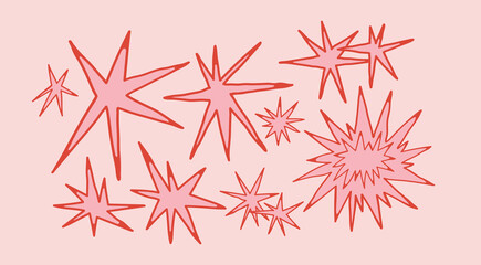 Wall Mural - abstract quirky stars. different unique shapes, doodles. contemporary trendy style. hand drawn moder