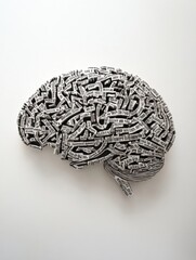 Fototapete - A brain shape formed meticulously from various words and phrases occupies the center. It has plenty of space for additional text, inviting creativity. Generative AI