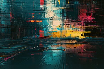 Glitchy Cyberspace: Abstract Computer Screen Technology Background