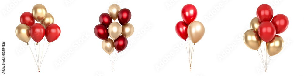 Festive arrangement of red and gold balloons for celebrations and ...