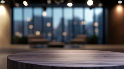 Leinwandbilder - This setting showcases a contemporary television studio designed for interviews, featuring advanced media technology and a blurred cityscape. Generative AI