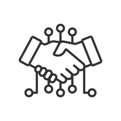 Technology Handshake API, icon in line design. Technology, handshake, API, connection, interface on white background vector. Technology Handshake API editable stroke icon