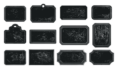 Wall Mural - empty vintage labels set ink style vector illustrations unique artwork creative design blank decorat