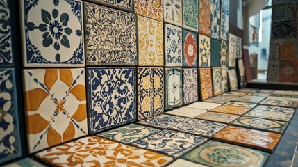 Aufkleber - Vibrant ceramic tile collection a close-up view of colorful art studio design inspiration