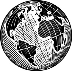 Wall Mural - Detailed earth globe black vector icon.