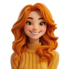 3d icon avatar cute smiling woman, cartoon hipster character, people close up portrait on isolated o