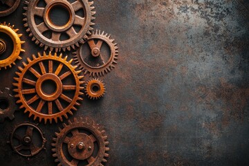 Aufkleber - Rusty gears creating a steampunk background on metallic surface