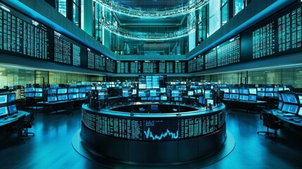 Aufkleber - Energy stock investment trading financial market digital display modern office wide angle trading trends and insights