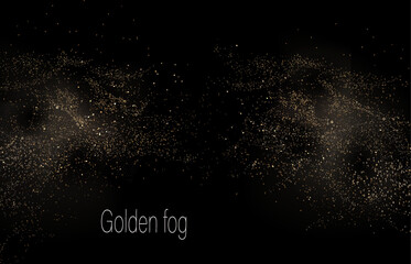 Wall Mural - Gorgeous shiny small gold mosaic on black background.