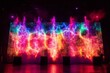 © Murda - Large vibrant screen displays colorful, abstract light patterns.