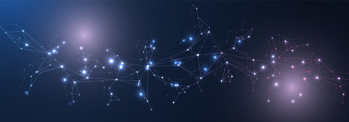 Wall Mural - global network connection website header or banner design. abstract background with connecting dots 
