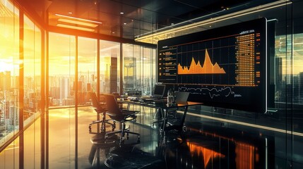 Aufkleber - Energy stock market insightshydro power trends modern office data visualization urban setting investor perspective