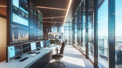Aufkleber - Digital data visualization for energy stock portfolios professional insights from urban skyscrapers in modern offices