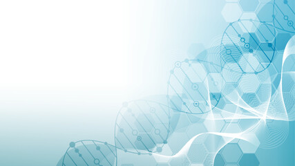 Wall Mural - molecular structure dna, atom, neurons. science concept for your design. connected lines with dots. 