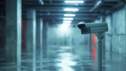 Leinwandbilder - Ptz pan-tilt-zoom camera surveillance in commercial space modern design security environment focused viewpoint safety concept