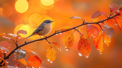 Poster - A small bird sitting on top of a tree branch