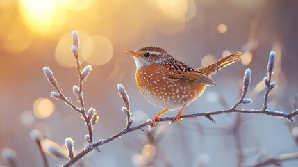 Poster - A small bird sitting on top of a tree branch