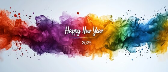 Poster - a colorful happy new year background with a splash of paint