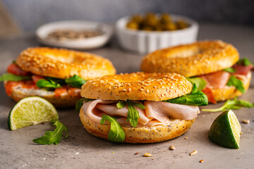 Canvas Print - Variety of Bagel sandwiches