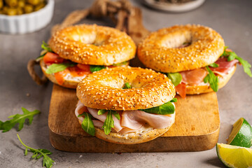 Canvas Print - Variety of Bagel sandwiches